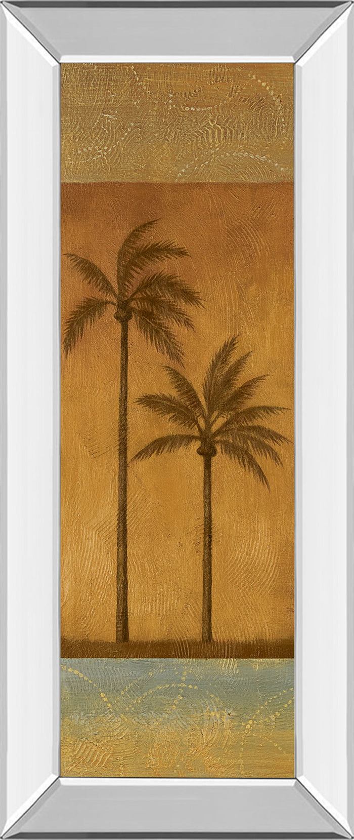 Golden Palm Il By Jordan Grey - Mirror Framed Print Wall Art - Light Brown