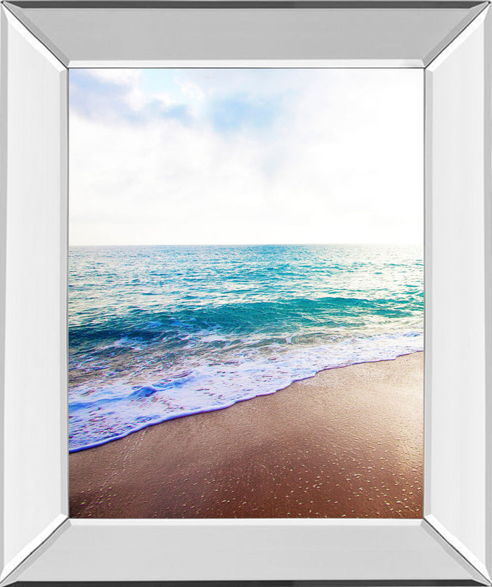 Golden Sands Il By Susan Bryant - Mirror Framed Print Wall Art - Light Blue