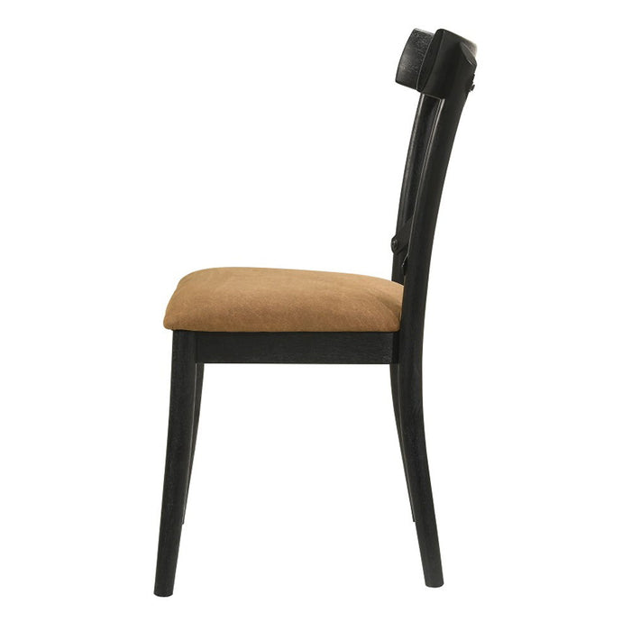 Hillary - Side Chair (Set of 2) - Brown Leather Aire, Walnut & Black
