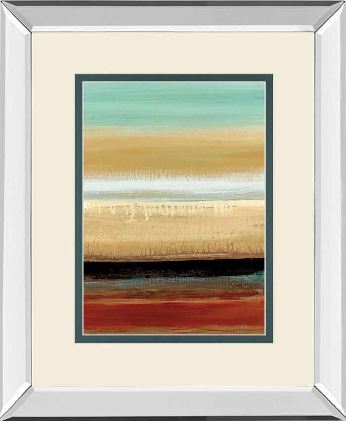 Horizon Lines I By Tesla Mirrored Frame - Light Brown