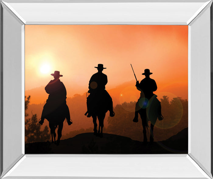 Horse Riders By Jtanki - Mirror Framed Print Wall Art - Orange