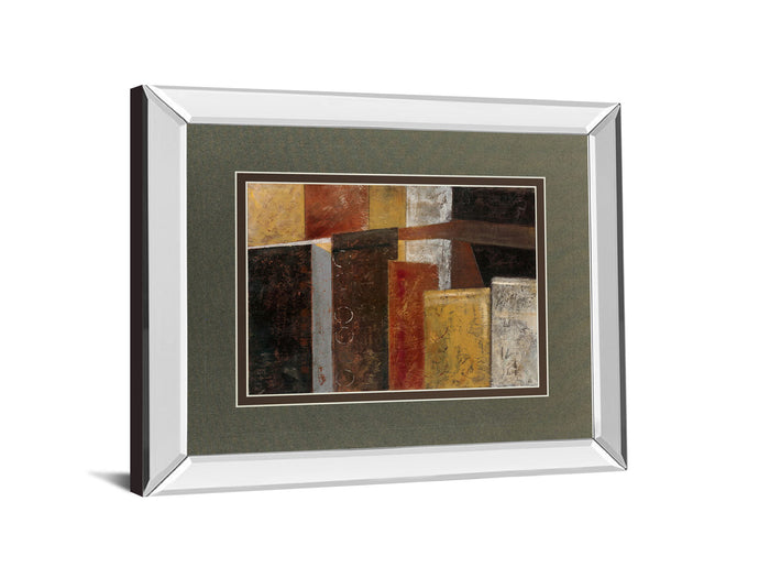 In The City I By Carol Robinson - Mirror Framed Print Wall Art - Dark Brown