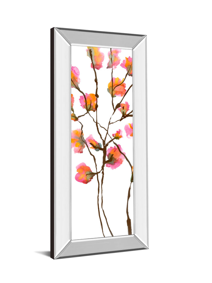 Inky Blossoms I By Deborah Velasquez - Mirror Framed Print Wall Art - Pink