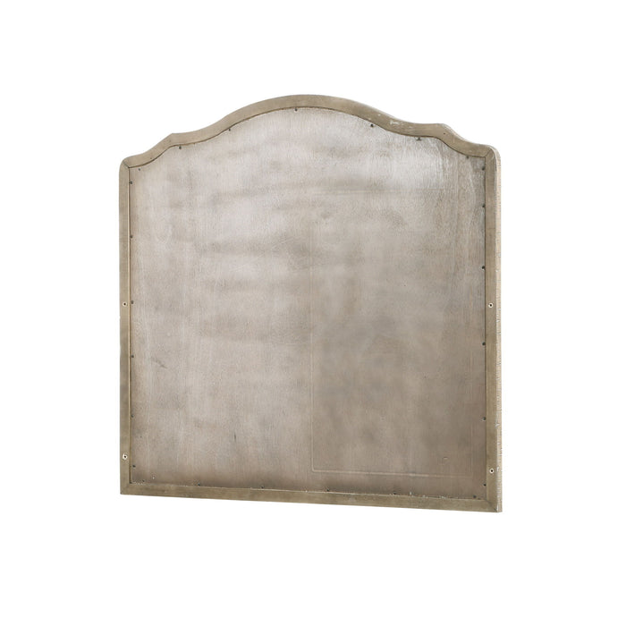 Interlude - Mirror With Arched, Distressed Wood Frame - Sandstone Buff