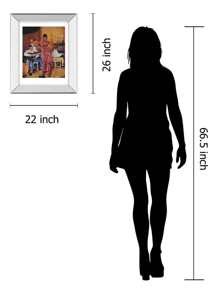 Jazz Vocals - Mirror Framed Print Wall Art - Light Brown