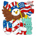 July 4th USA Eagle Statue of Liberty Cutouts and Kits