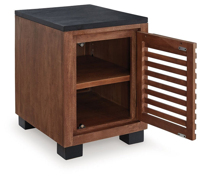 Kallari - Chair Side End Table - Warm Brown / Black