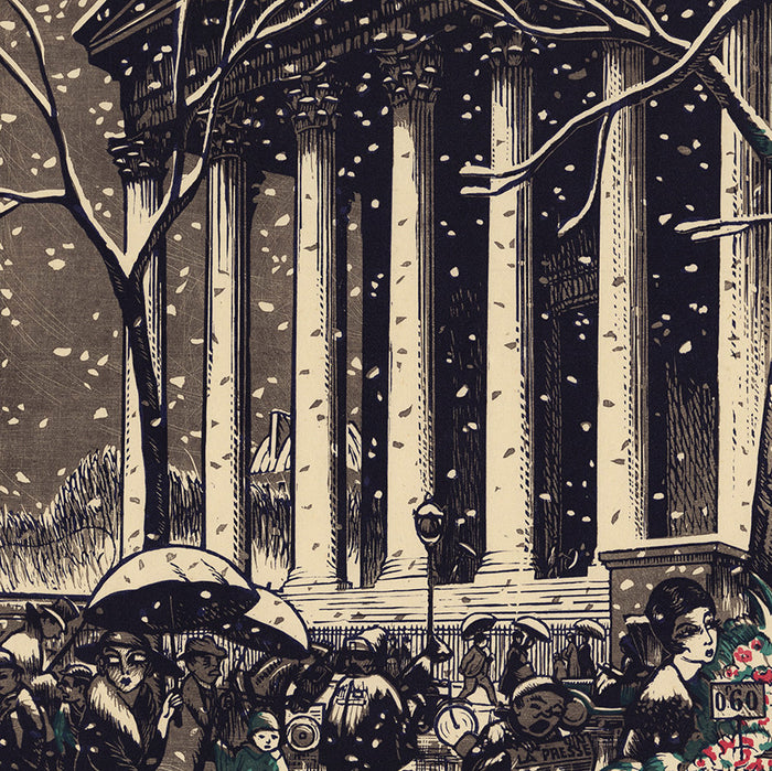 Robert Bonfils - La Madeleine Paris - Vues de Paris - art deco color woodcut - detail