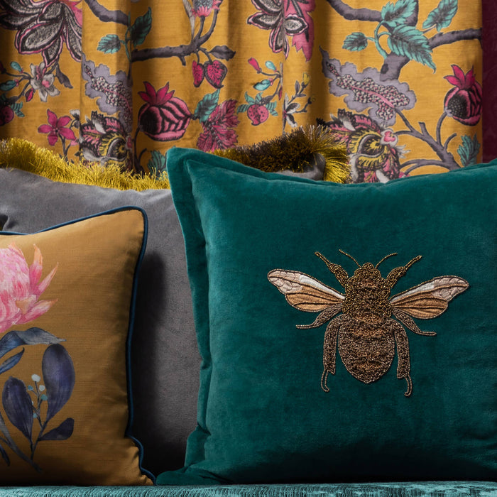 Layla Embroidered Cushion Teal: Teal / Feather Rich Filled / 50 x 50cm