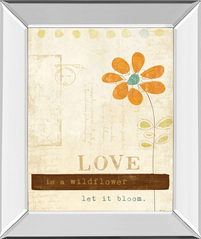 Let Love Bloom By Mollie B - Mirror Framed Print Wall Art - Beige