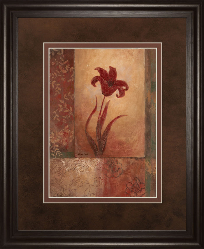 Lily Silhouette By Vivian Flasch - Framed Print Wall Art - Light Brown