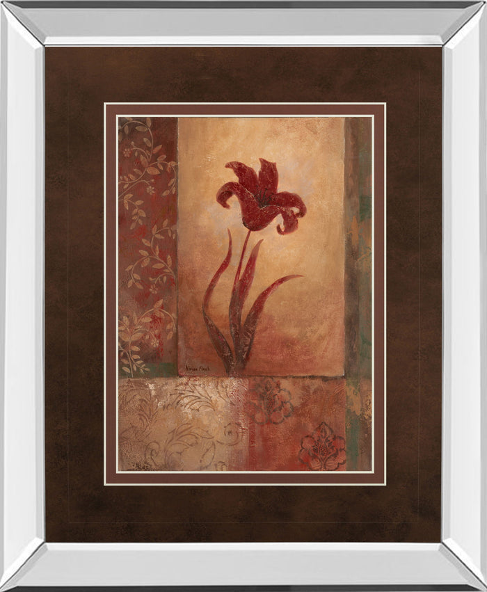 Lily Silhouette By Vivian Flasch - Mirror Framed Print Wall Art - Light Brown
