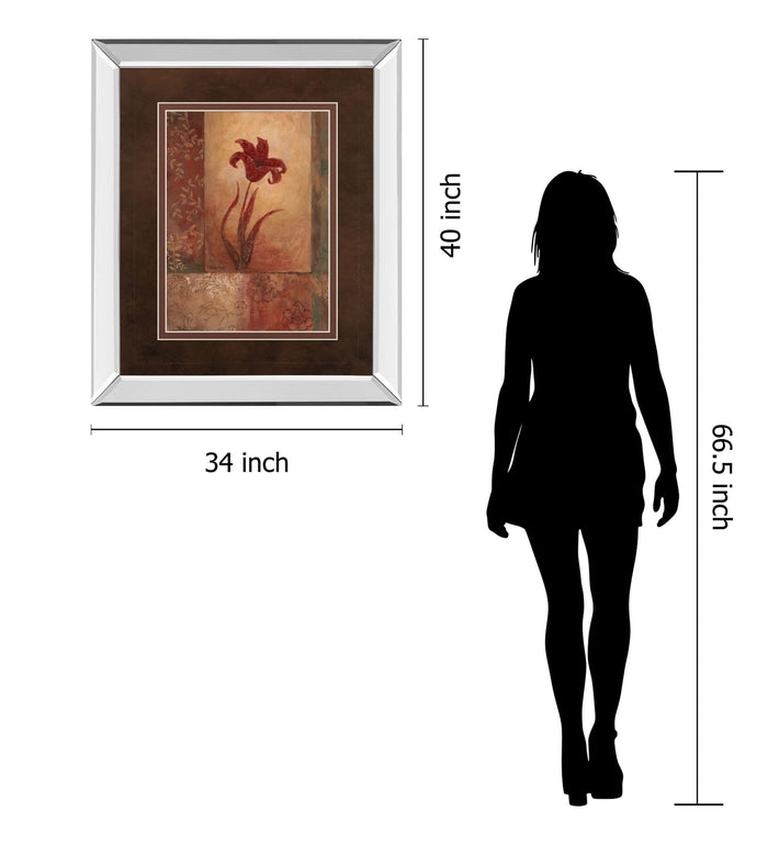 Lily Silhouette By Vivian Flasch - Mirror Framed Print Wall Art - Light Brown