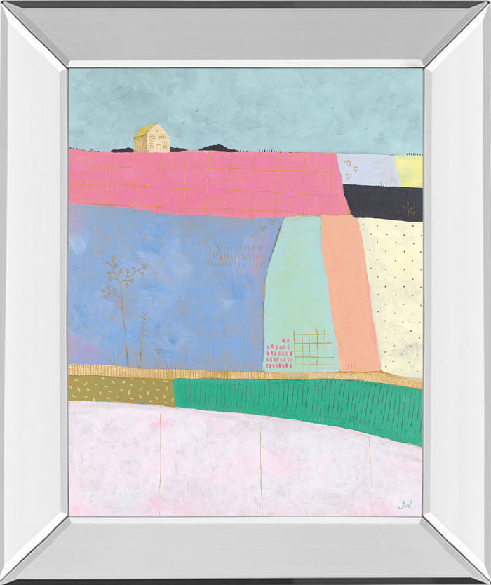 Live Colorfully-Patchwork By Joelle Wehkamp - Mirror Framed Print Wall Art - Light Blue
