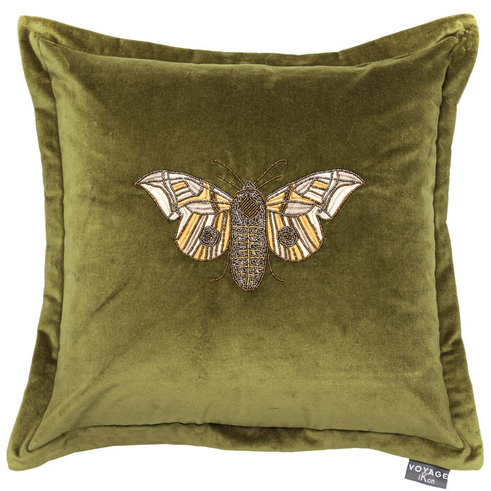 Luna Embroidered Cushion Green: Green / Feather Filled / 50 x 50cm