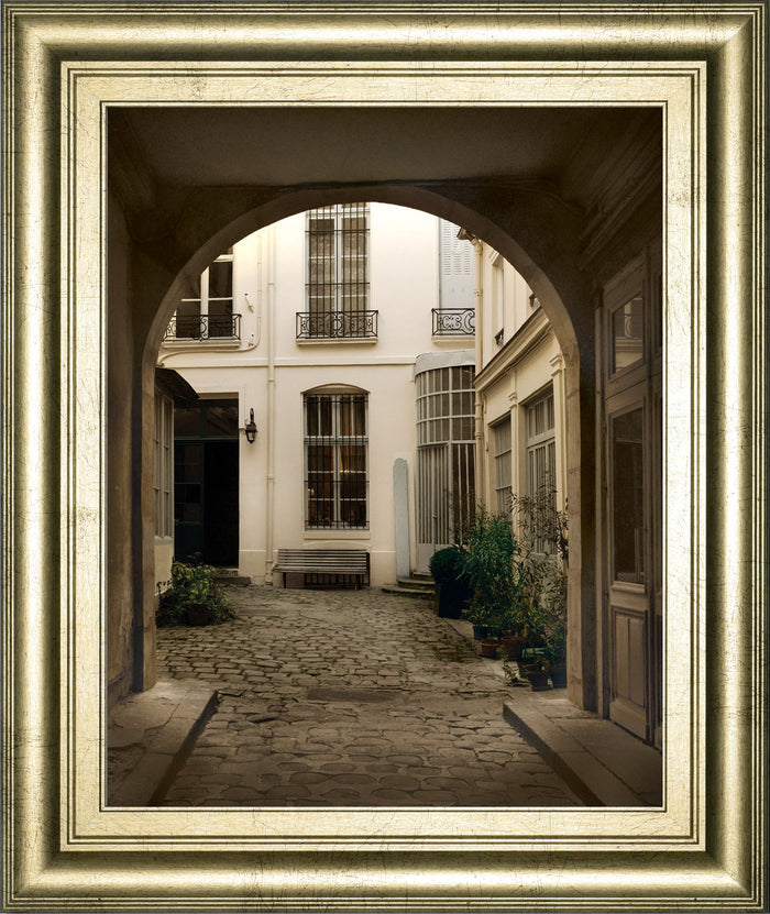 Marais Courtyard By Milla - Framed Print Wall Art - Light Brown