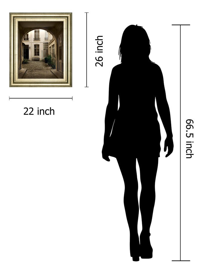 Marais Courtyard By Milla - Framed Print Wall Art - Light Brown