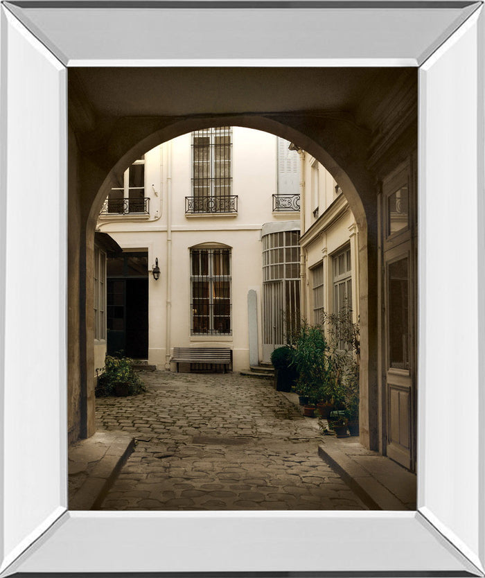 Marais Courtyard By Milla - Mirror Framed Print Wall Art - Light Brown