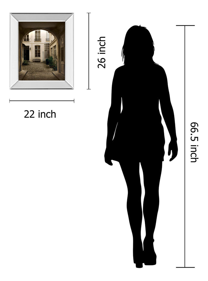 Marais Courtyard By Milla - Mirror Framed Print Wall Art - Light Brown