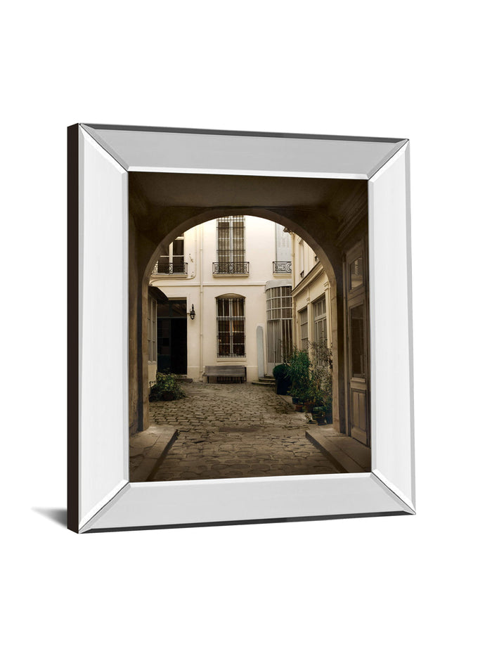 Marais Courtyard By Milla - Mirror Framed Print Wall Art - Light Brown