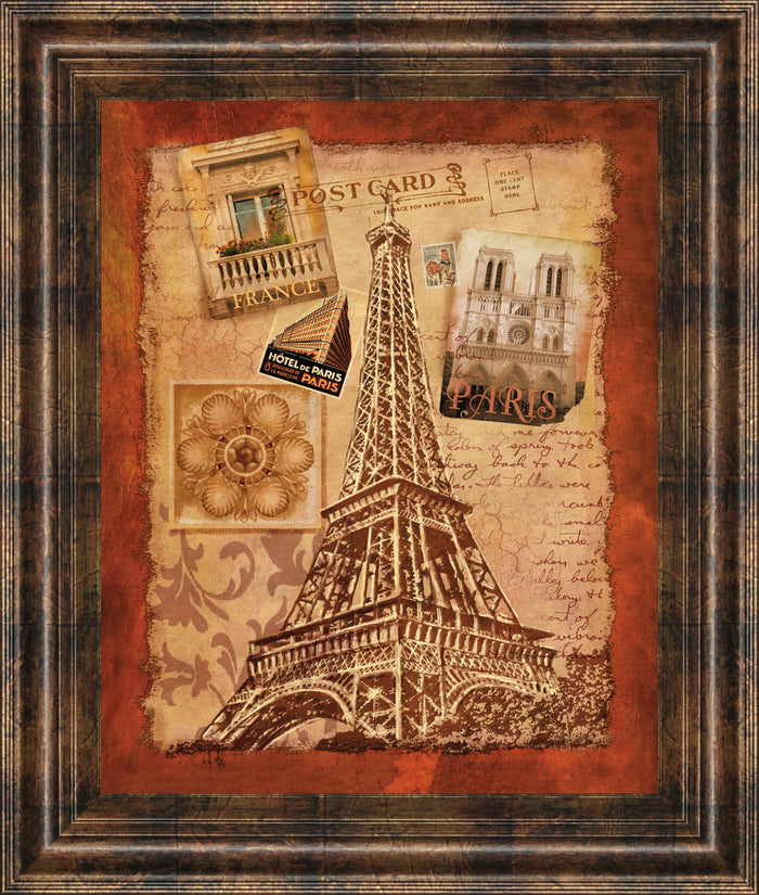Memories Of Paris By Conrad Knutsen - Framed Print Wall Art - Light Brown