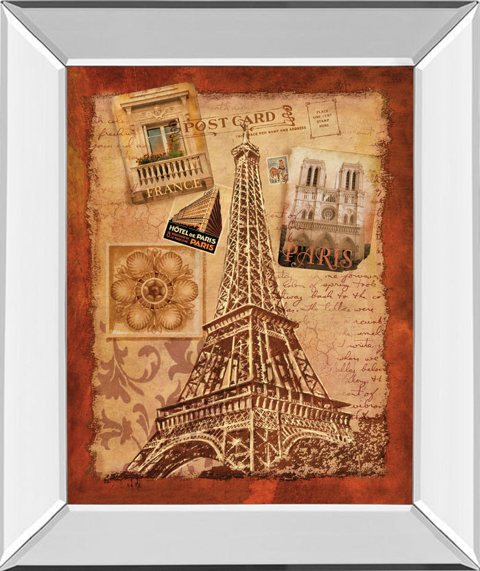 Memories Of Paris By Conrad Knutsen - Mirror Framed Print Wall Art - Light Brown
