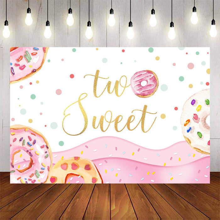Mocsicka Two Sweet Donut Theme Happy Birthday Backdrop-Mocsicka Party
