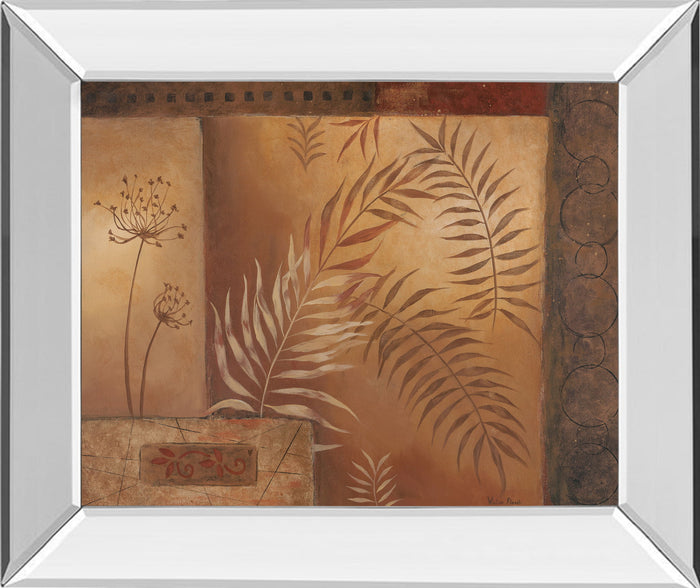 Modern Fern I By Vivian Flasch - Mirror Framed Print Wall Art - Light Brown