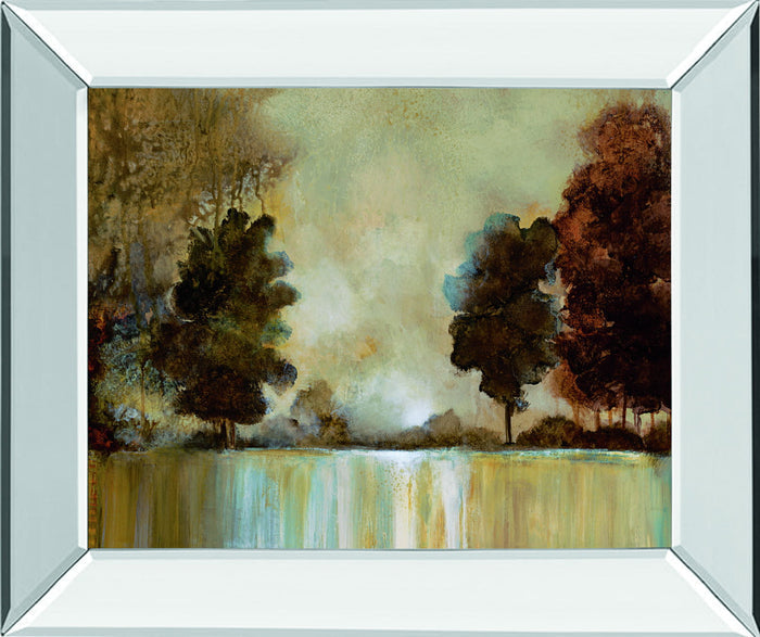Morning Mist By Cat Tesla - Mirror Framed Print Wall Art - Beige
