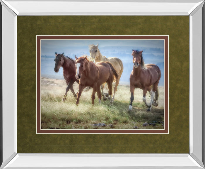 Morning Stroll By Wendy Caro - Mirror Framed Print Wall Art - Light Brown