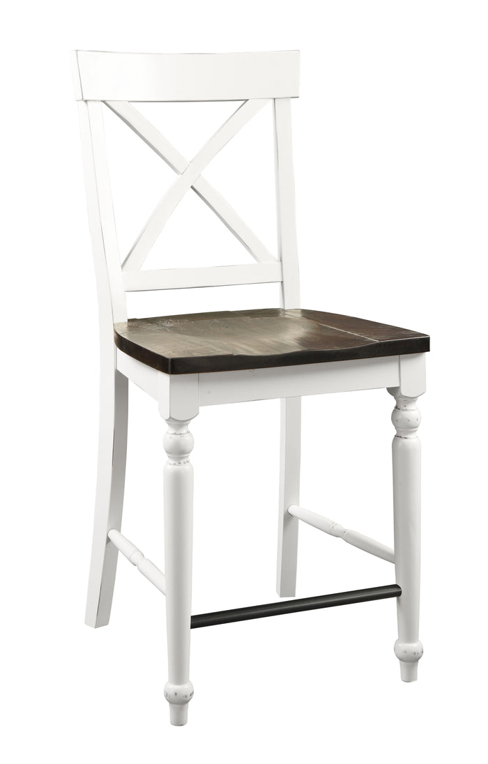 Mountain Retreat - Bar Stool With All-Wood Frame, X-Back, And Contrasting Seat - Dark Mocha & Antique White