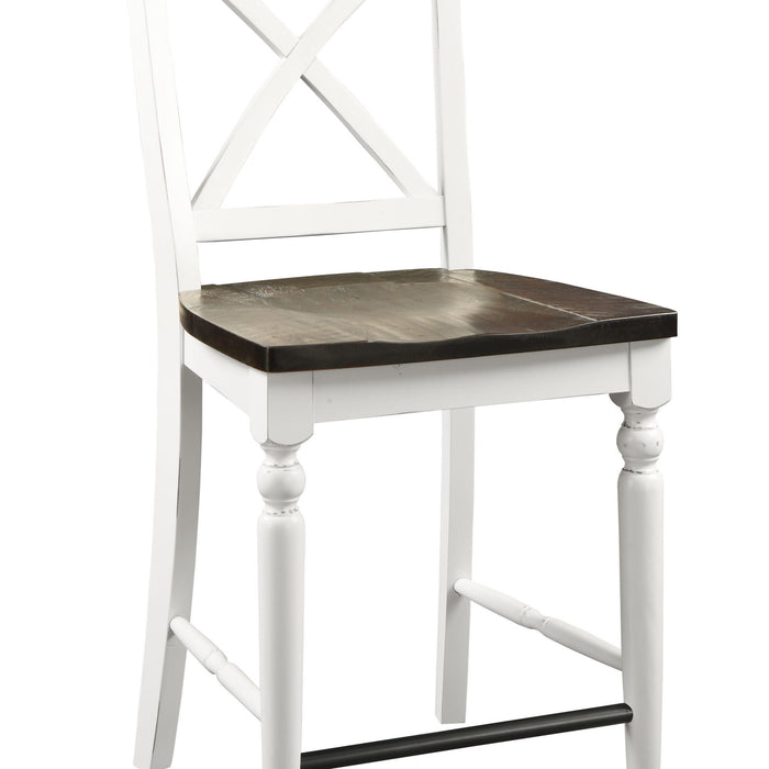Mountain Retreat - Bar Stool With All-Wood Frame, X-Back, And Contrasting Seat - Dark Mocha & Antique White