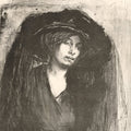 Ethel Gabain - Dueil - Mourning - orignal British crayon and ink wash lithograph - detail