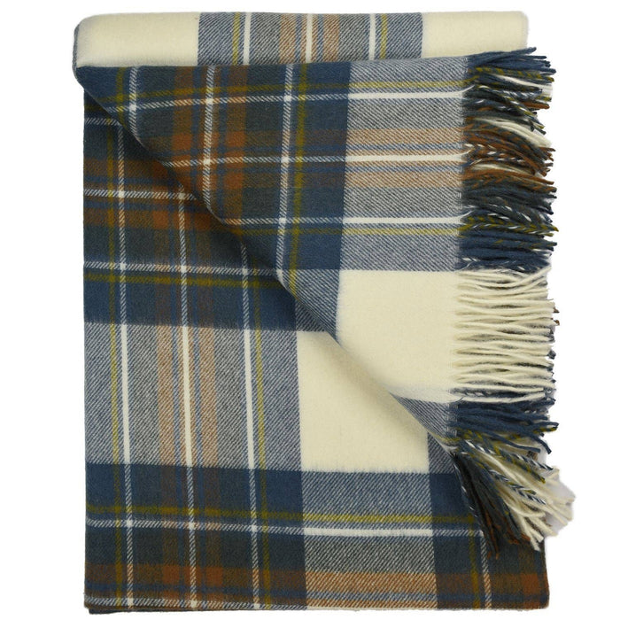 Muted Blue Stewart Merino Wool Throw - Nested