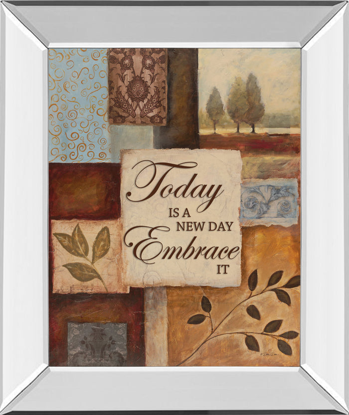 New Day By Dee Dee - Mirror Framed Print Wall Art - Light Brown