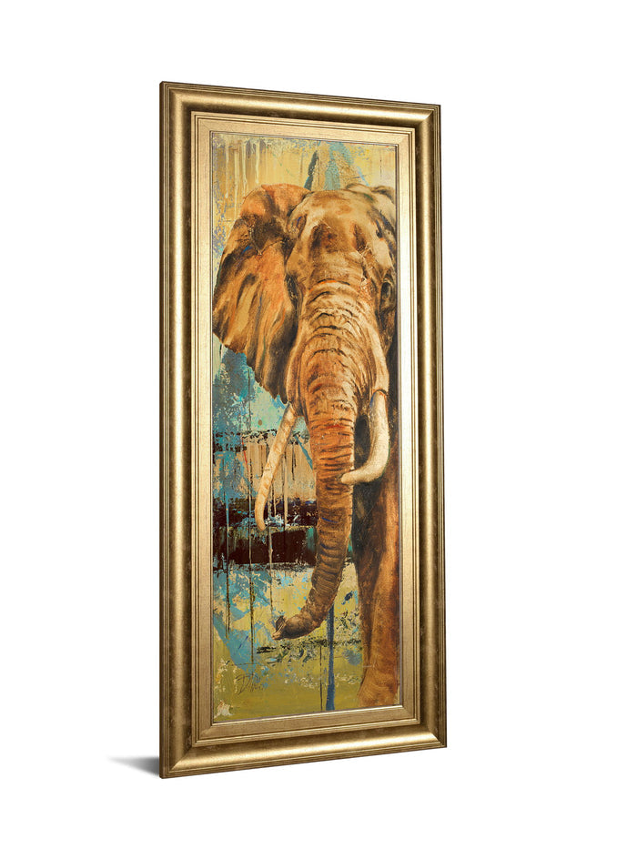 New Safari On Teal Il By Patricia Pinto - Framed Print Wall Art - Light Brown