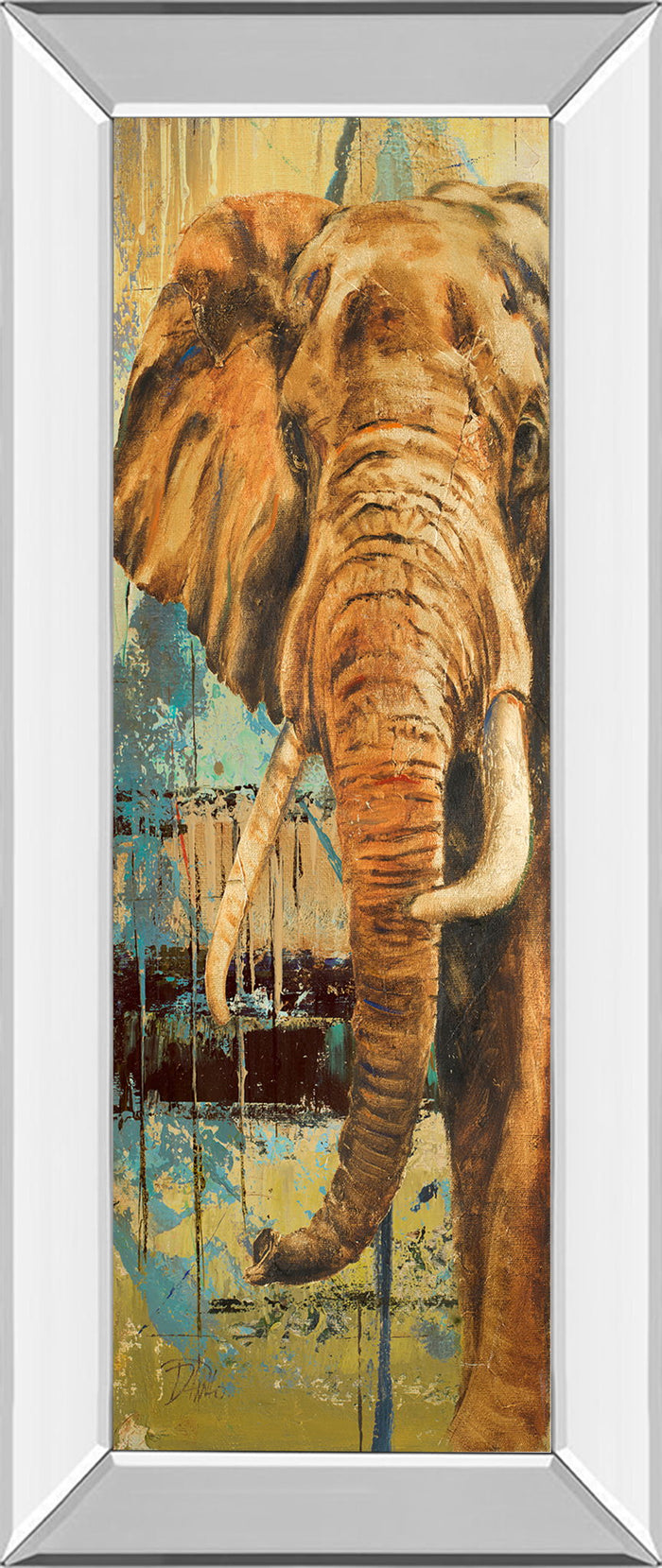 New Safari On Teal Il By Patricia Pinto - Mirror Framed Print Wall Art - Light Brown