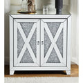 Noralie - 2 Door Console Cabinet - Mirrored & Faux Diamonds