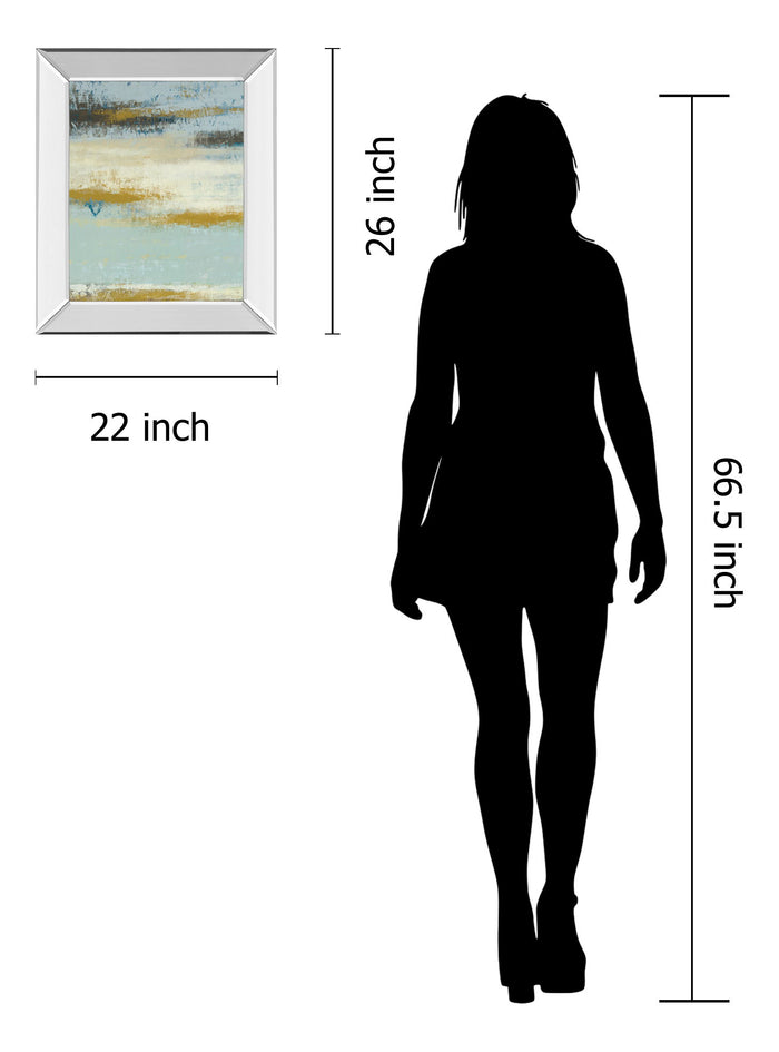 Ocean View By Vindedzis - Mirror Framed Print Wall Art - Light Blue