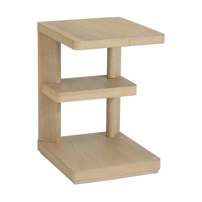 Pacific Grove - Chairside Table With Two Shelves, Oak Veneer, And Solid Wood Construction - Sand Dune