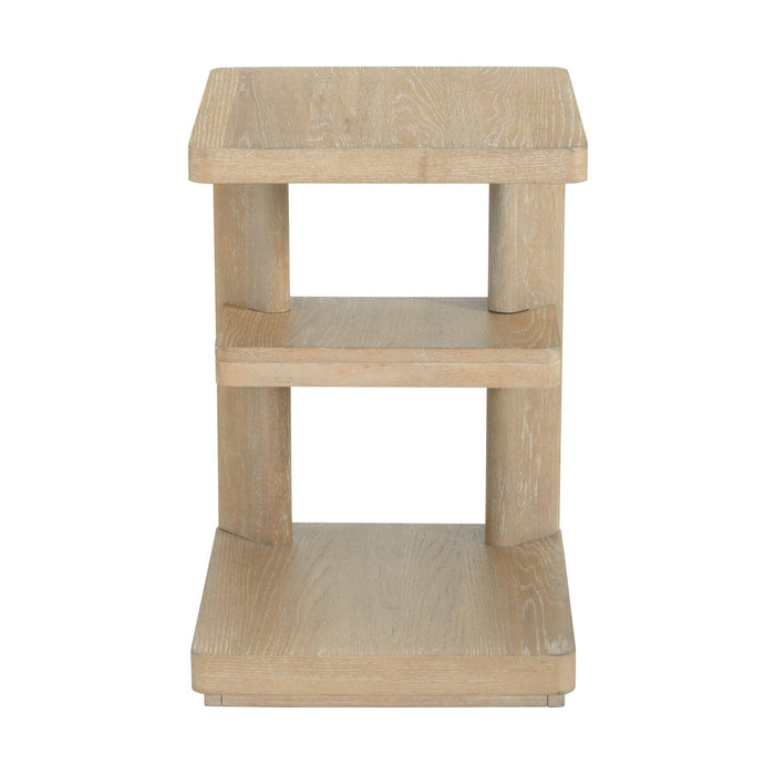 Pacific Grove - Chairside Table With Two Shelves, Oak Veneer, And Solid Wood Construction - Sand Dune