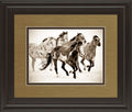 Painted Horses Run By Carol Walker - Framed Print Wall Art - Light Brown