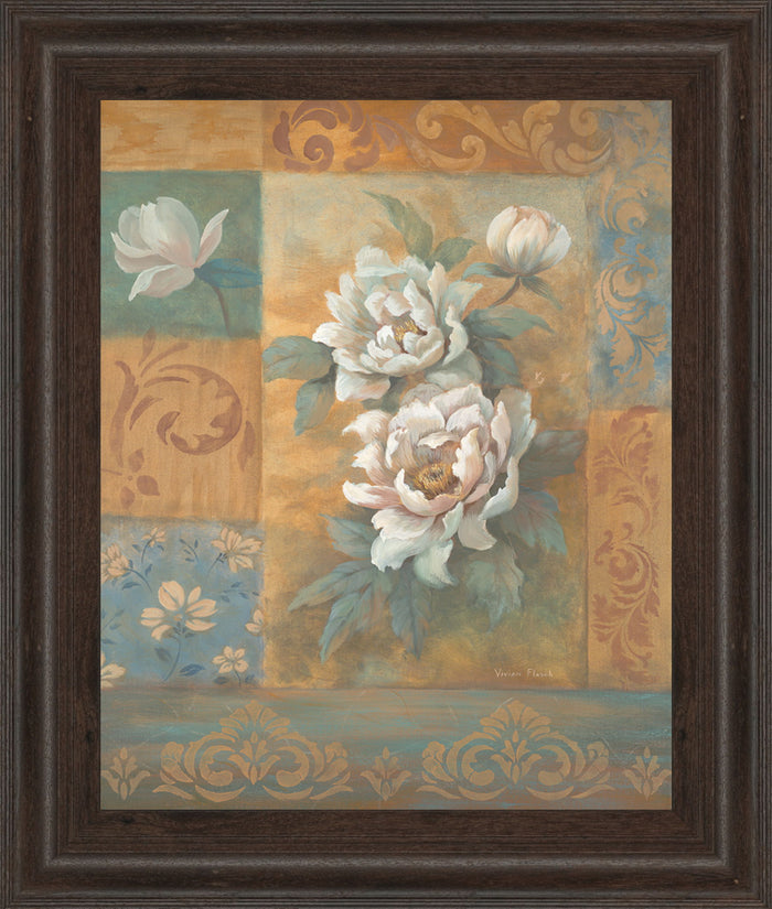 Pam's Poppies I By Vivian Flasch - Framed Print Wall Art - Light Brown