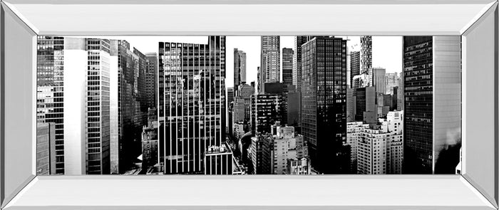 Panorama Of NYC VII By Jeff Pica - Mirror Framed Print Wall Art - Dark Gray