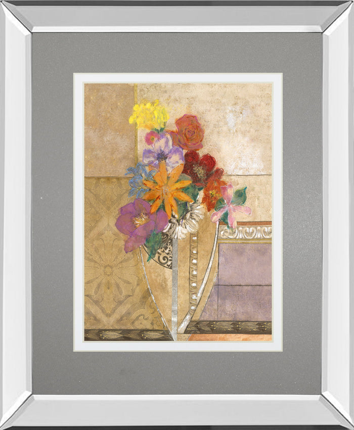 Pansy By Hollack - Mirror Framed Print Wall Art - Beige