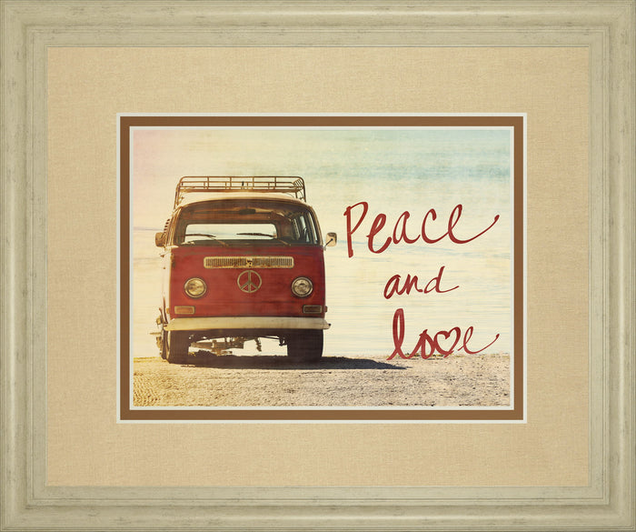 Peace And Love By Gail Peck - Framed Print Wall Art - Beige