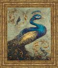 Peacock On Sage I By Tiffany Hakimipour - Framed Print Wall Art - Beige