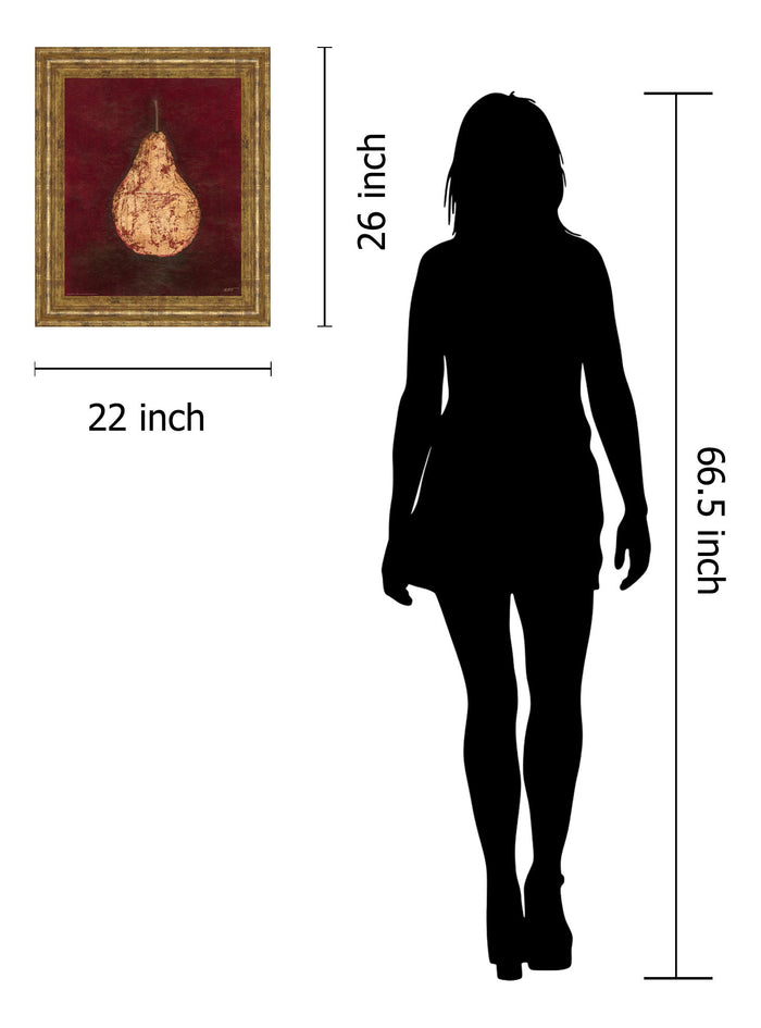 Pear By Norman Wyatt, Jr. - Framed Print Wall Art - Dark Red