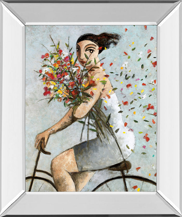 Petals By Lourenco - Mirror Framed Print Wall Art - Gray