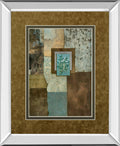 Petites Fleurs Sur Le Bleu Il By Norm Olson - Mirror Framed Print Wall Art - Light Brown